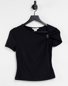 Черная асимметричная футболка в рубчик Urban Revivo-Черный цвет