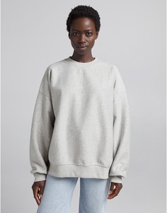 Серый свитшот в стиле oversized Bershka