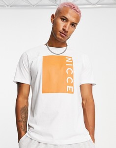 Белая футболка с прямоугольным принтом Nicce Cube-Белый