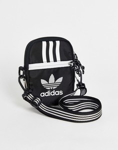 Черная сумка с ремешком в полоску через плечо adidas Originals adicolor-Черный цвет
