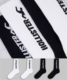 Набор из 3 пар спортивных носков черного и белого цвета с логотипом Hollister-Черный цвет
