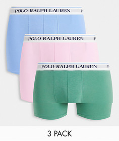 Набор из 3 пар боксеров-брифов зеленого, розового и синего цвета с логотипом на поясе Polo Ralph Lauren-Разноцветный