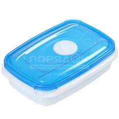 Контейнер пищевой пластик, 0.3 л, голубой, прямоуг, Plast team, Micro Top Box, PT1540ГПР-22РN