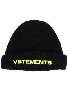 VETEMENTS шапка бини с вышитым логотипом