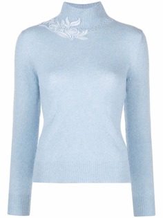 Ermanno Scervino джемпер с цветочной вышивкой и высоким воротником