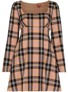 STAUD клетчатое платье мини Beth