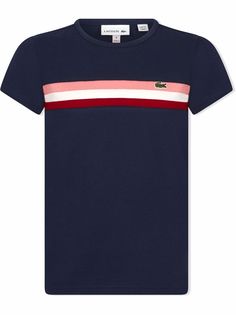 Lacoste Kids футболка с контрастными полосками и логотипом