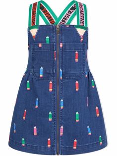 Stella McCartney Kids джинсовое платье мини с принтом