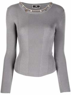 Elisabetta Franchi джемпер в рубчик с логотипом