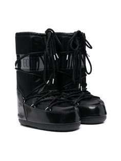 Moon Boot Kids САПОГИ ICON JUNIOR GLANCE BLACK SATIN