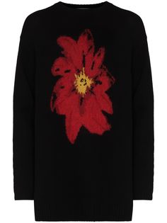 Yohji Yamamoto джемпер вязки интарсия с цветочным узором