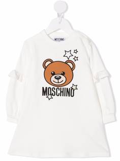 Moschino Kids платье-свитер с принтом
