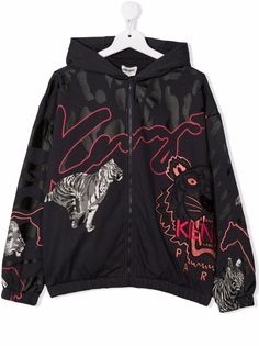 Kenzo Kids куртка с капюшоном и анималистичным принтом