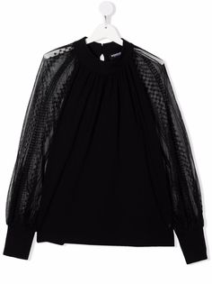 DONDUP KIDS полупрозрачная блузка с круглым вырезом