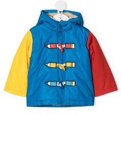 Stella McCartney Kids пальто в стиле колор-блок с капюшоном