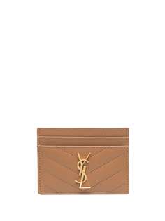 Saint Laurent стеганый картхолдер с логотипом YSL
