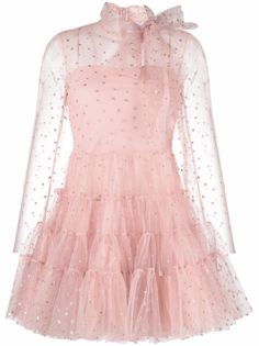 RED Valentino платье с длинными рукавами и тюлем