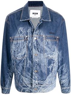 MSGM джинсовая куртка с графичным принтом