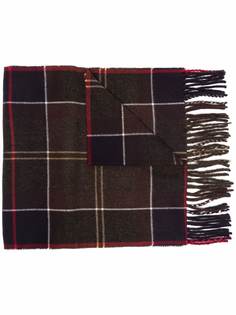 Barbour клетчатый шарф с бахромой