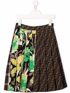 Fendi Kids плиссированная юбка со вставками