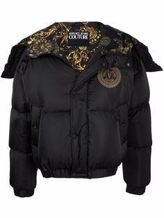 Versace Jeans Couture пуховик с капюшоном и логотипом