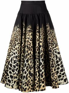 Roberto Cavalli расклешенная юбка с леопардовым принтом