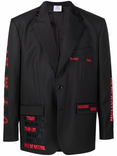VETEMENTS однобортный пиджак с вышивкой