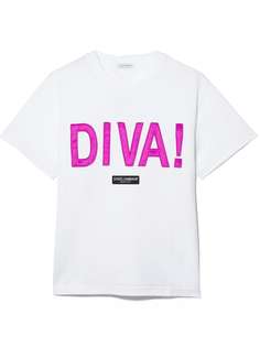 Dolce & Gabbana Kids футболка с вышитой надписью