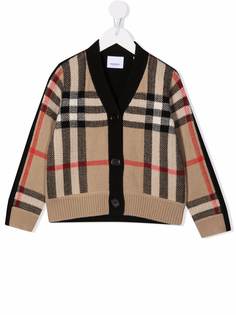 Burberry Kids жаккардовый кардиган в клетку