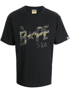 A BATHING APE® футболка с камуфляжным логотипом Bape