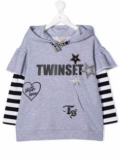 TWINSET Kids многослойное худи с логотипом
