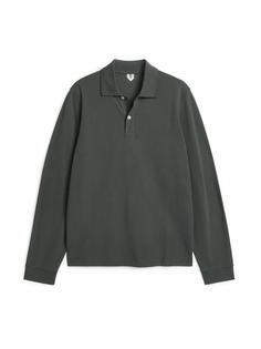Arket - Рубашка поло с длинными рукавами для мужчин - Серый - Размер L