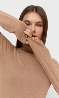 Stradivarius Свитер С Высоким Воротником Бежевый S