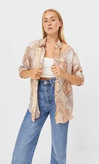 Stradivarius Рубашка Свободного Кроя Цвет Камня M