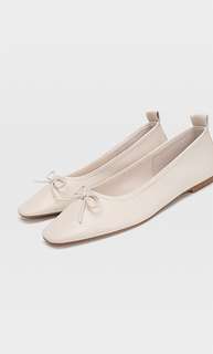 Stradivarius Балетки С Бантами Розовато-Бежевый 35