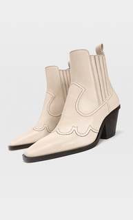 Stradivarius Ботильоны В Ковбойском Стиле На Каблуке Розовато-Бежевый 37