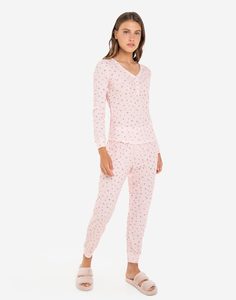 Розовые пижамные брюки с цветочным принтом Gloria Jeans