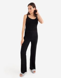 Чёрные домашние брюки из махрового трикотажа Gloria Jeans