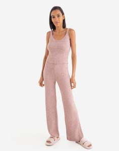 Розовые домашние брюки из махрового трикотажа Gloria Jeans