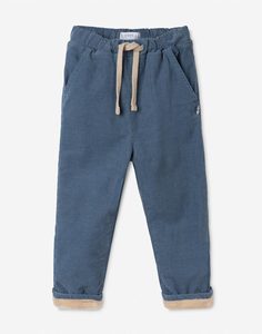 Синие утеплённые брюки Loose из вельвета для мальчика Gloria Jeans