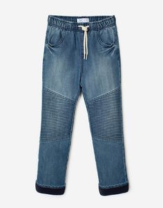 Утеплённые байкерские джинсы Straight для мальчика Gloria Jeans