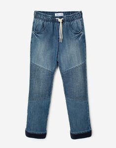 Утеплённые байкерские джинсы Straight для мальчика Gloria Jeans