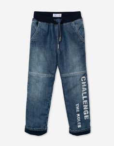 Утеплённые джинсы Straight с принтом для мальчика Gloria Jeans Gloria Jeans