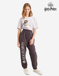 Серые спортивные брюки Jogger с принтом Harry Potter для девочки Gloria Jeans