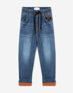 Утеплённые джинсы Straight с вышивкой для мальчика Gloria Jeans