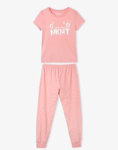 Розовая пижама Good night для девочки Gloria Jeans