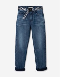 Утеплённые джинсы Straight с ремнем для мальчика Gloria Jeans