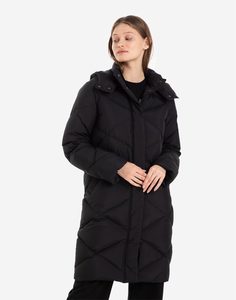 Чёрный пуховик oversize миди Gloria Jeans