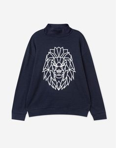 Тёмно-синяя водолазка со львом для мальчика Gloria Jeans