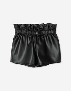Чёрные шорты из экокожи для девочки Gloria Jeans